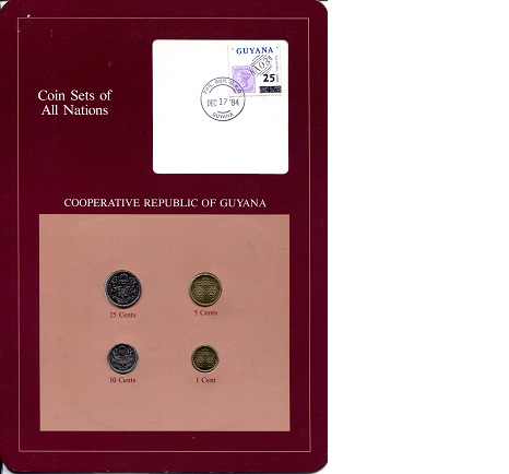 Guyana 1-25 Cents UNC (Board may have some wear)